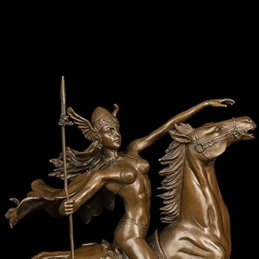 Amazon.co.jp: 古代ブロンズアートブロンズ女性兵士馬に乗って戦う女性