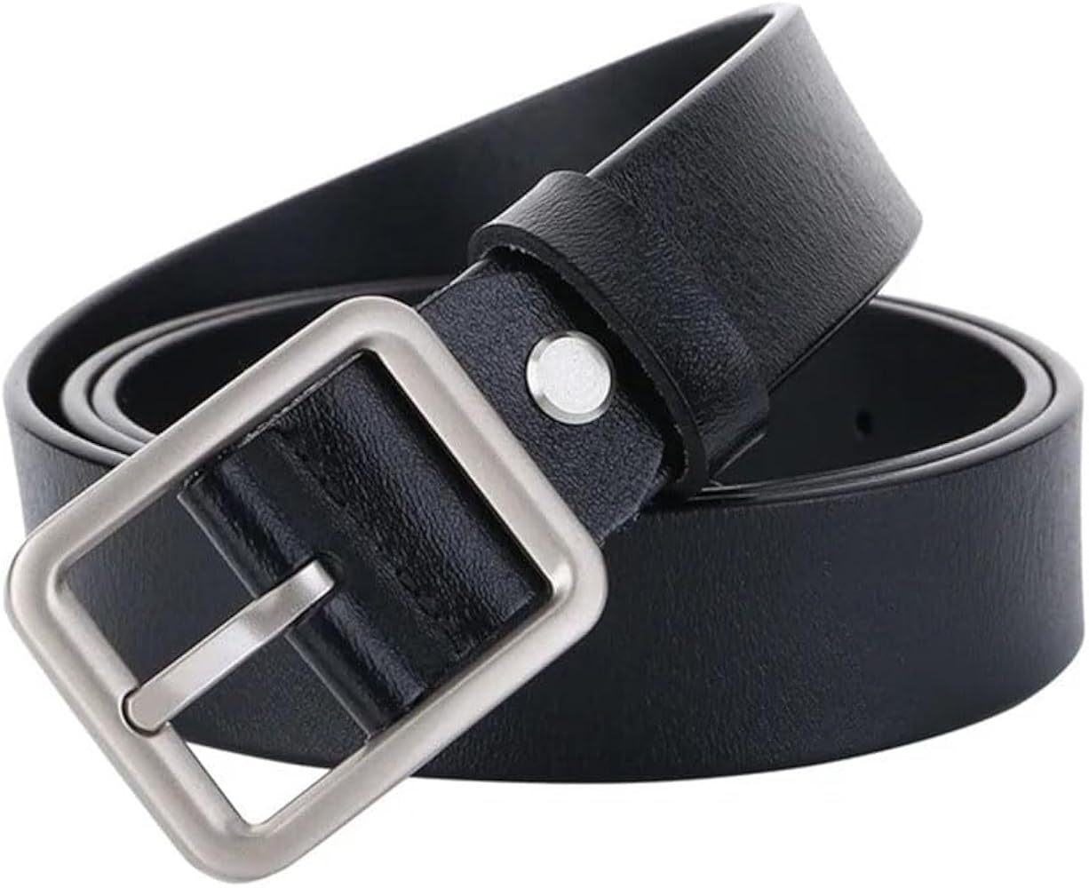 Genuine Leather Square Buckle Belt For Women Vintage Pin Buckle