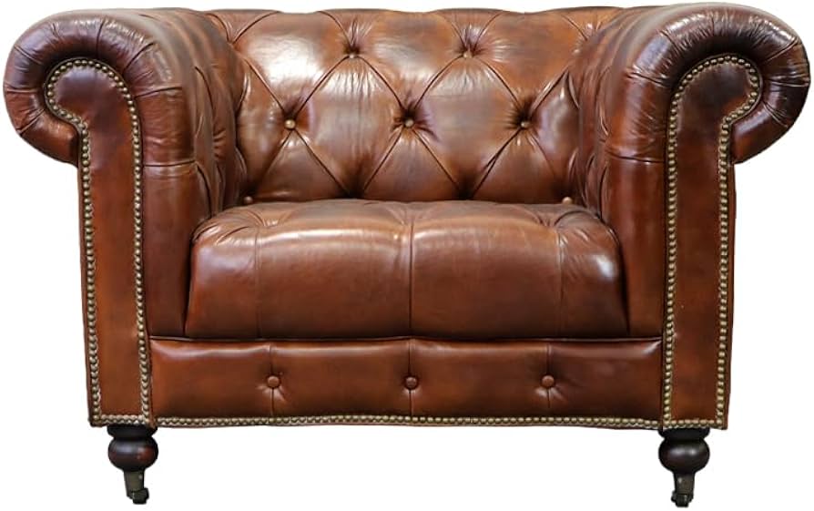 Amazon｜ソファ 1人掛け 総革張り 本革 チェスターフィールド 英国風