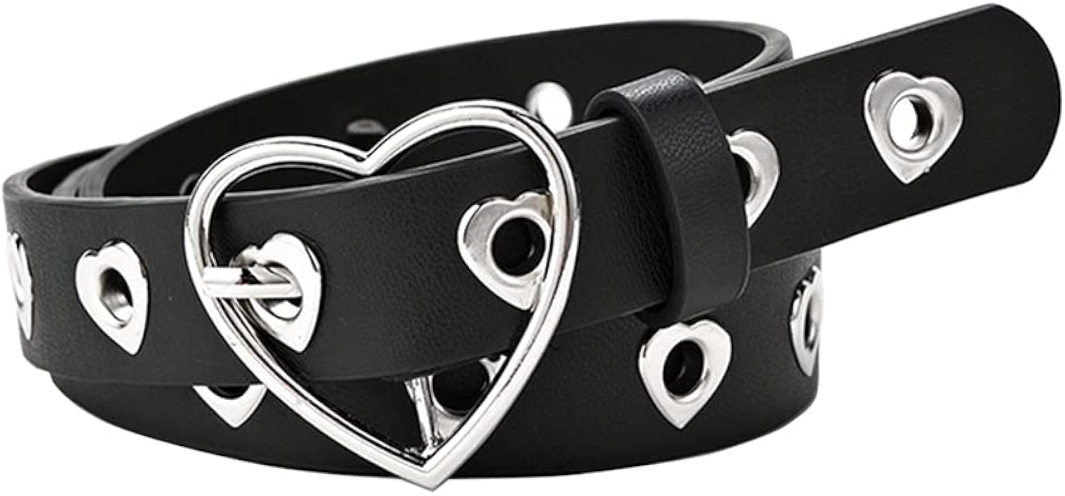 Familyhouse Heart Belt Studded Eyelet Belt Punk Leather Waist Belt
