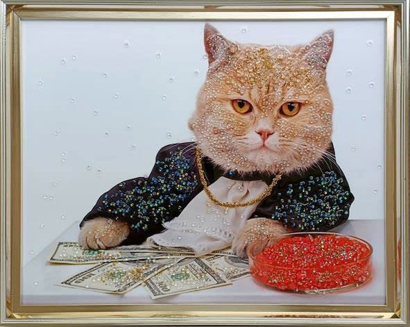 Amazon.co.jp: アートフレーム セレブキャット 絵画 クリスタル