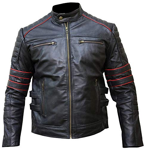 The Jasperz Men's Retro Synthetic Leather Jacket-Slim Fit Moto