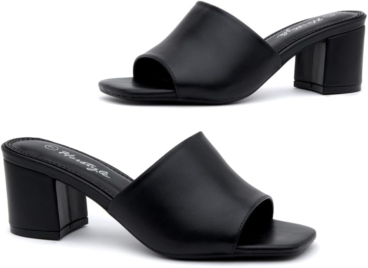 Amazon.com | Herstyle Low Block Heels for Women – Slip-On Mules