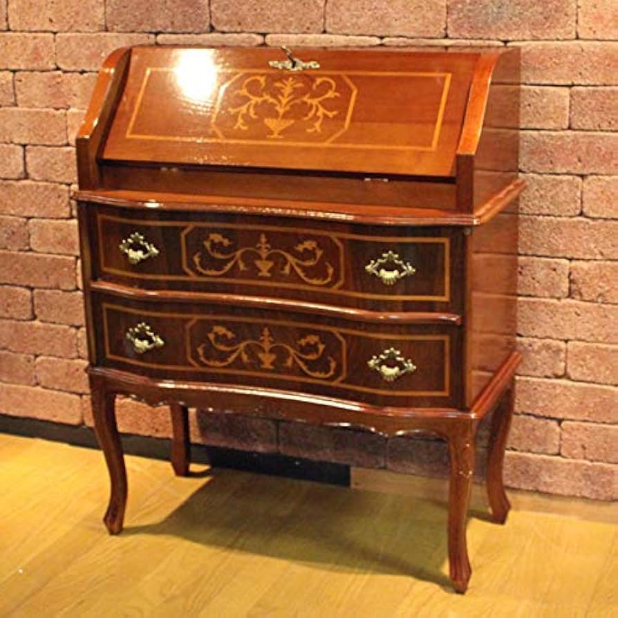 Amazon｜イタリア製 ライティングデスク 収納付き ビューロー 象嵌 猫