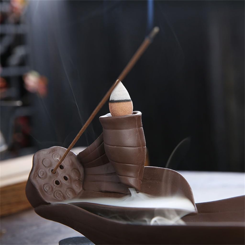 GDDZA 古代粘土工芸品香飾り逆流アロマストーブホーム香香紫砂逆流香炉
