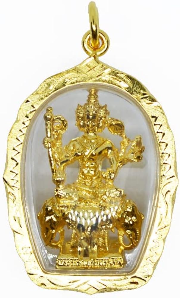 Amazon.co.jp: エラワン プラクルアン ブラフマー神 金 ゴールド 神様