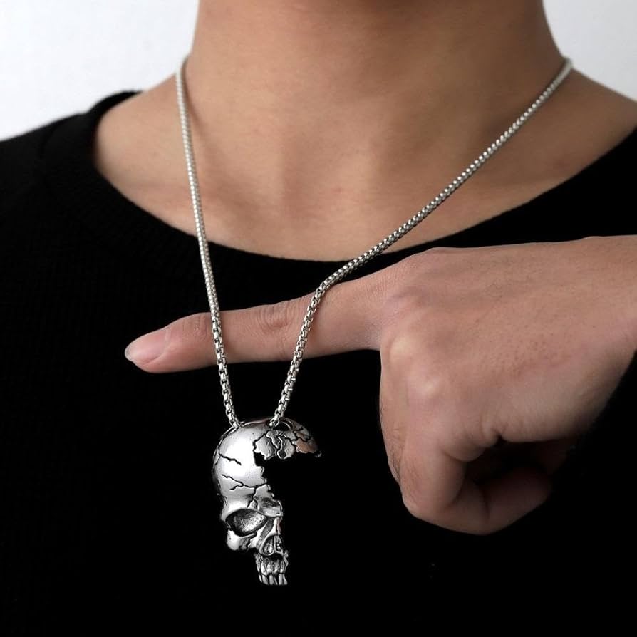 Amazon.co.jp: メンズ ネックレス スカル ドクロ シルバー ロック