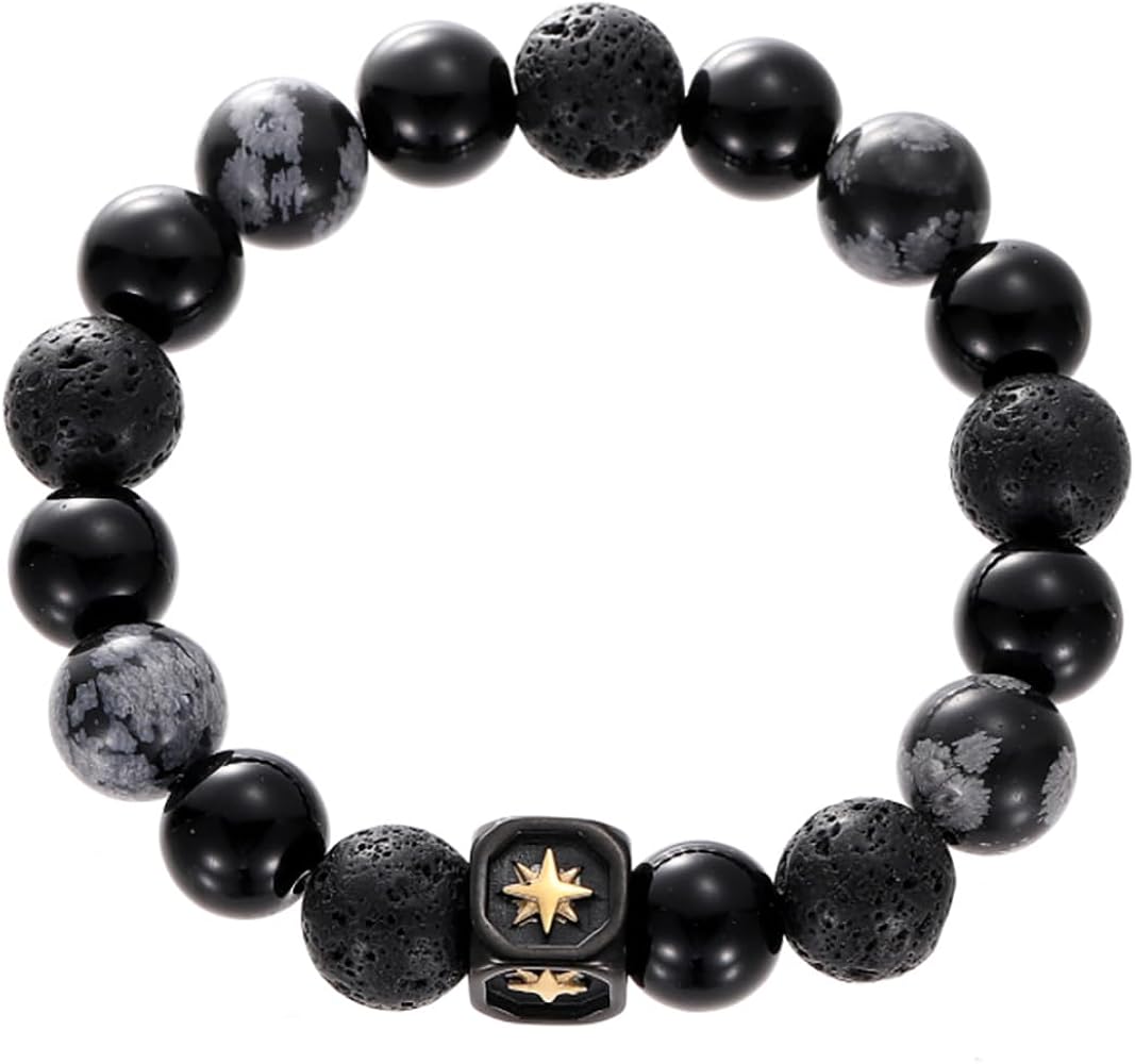 Amazon | [SUKIMIND] 黒曜石 ブレスレット スノーフレーク