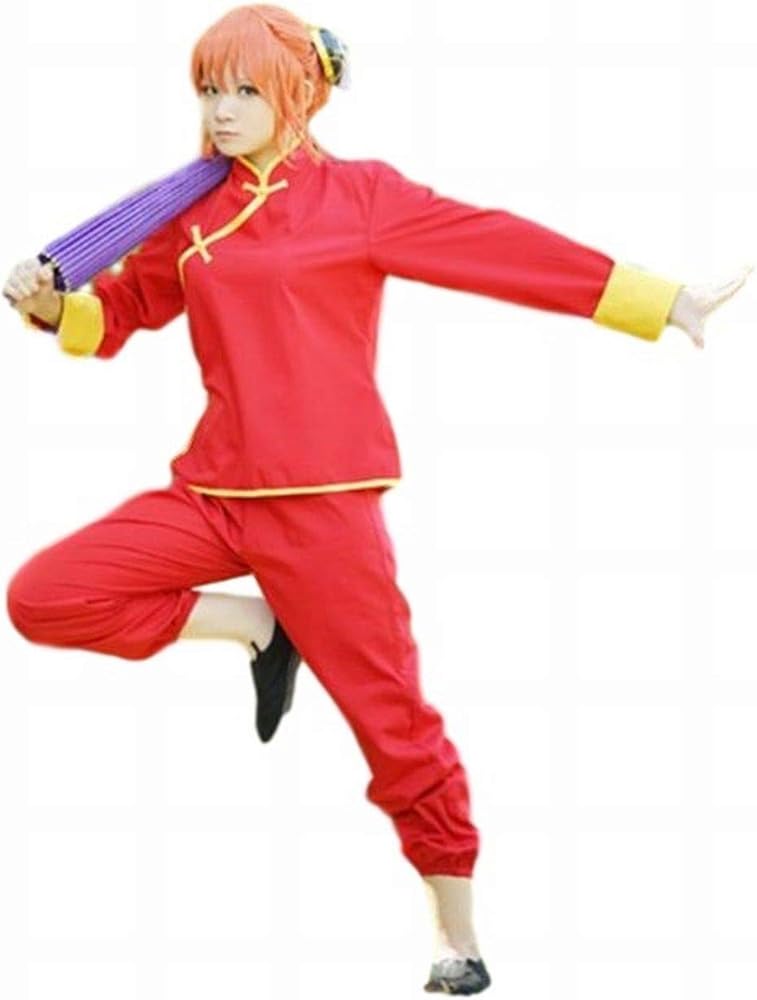 Amazon.co.jp: Flycos 銀魂 チャイナ 赤 上下セット 神楽 かぐら