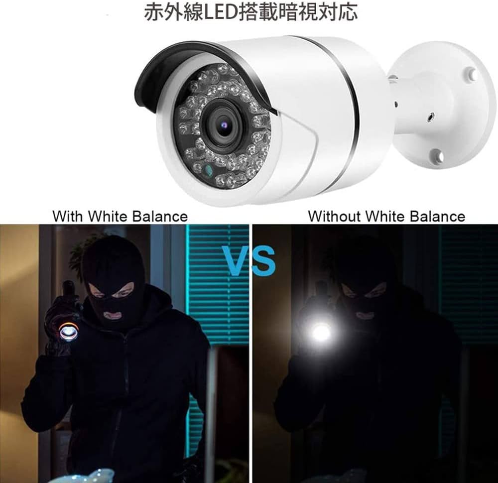 Amazon.co.jp: 防犯カメラ、モニターセット 赤外線LED搭載防犯カメラ