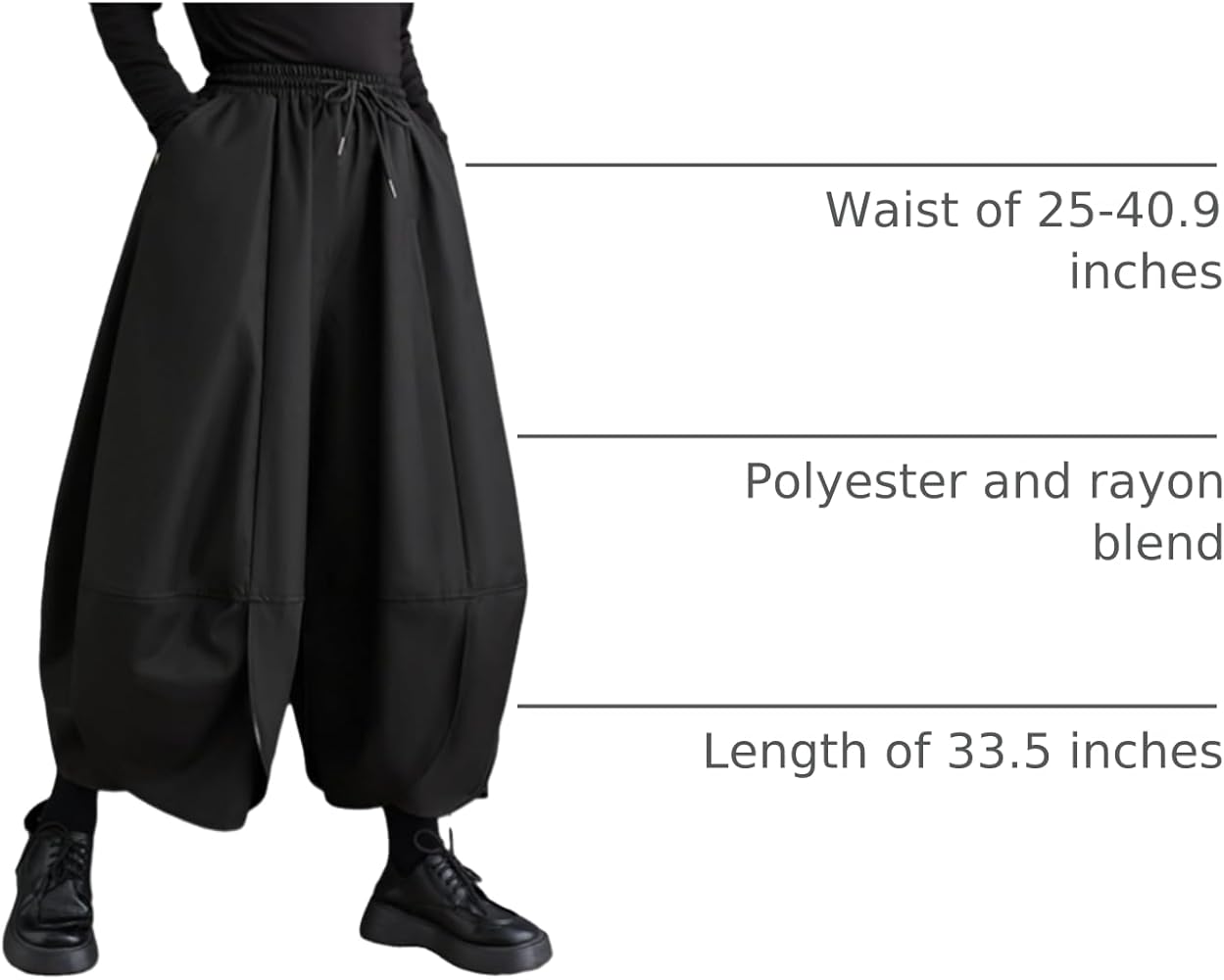 ellazhu Women's Puffy Drawstring Elastic Waist Drop Crotch Hakama