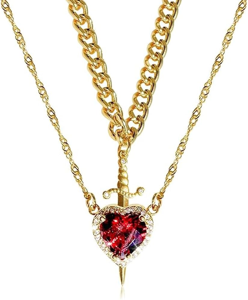 Amazon | dsmrosp ハートと剣のネックレス、カップル向けハートソード