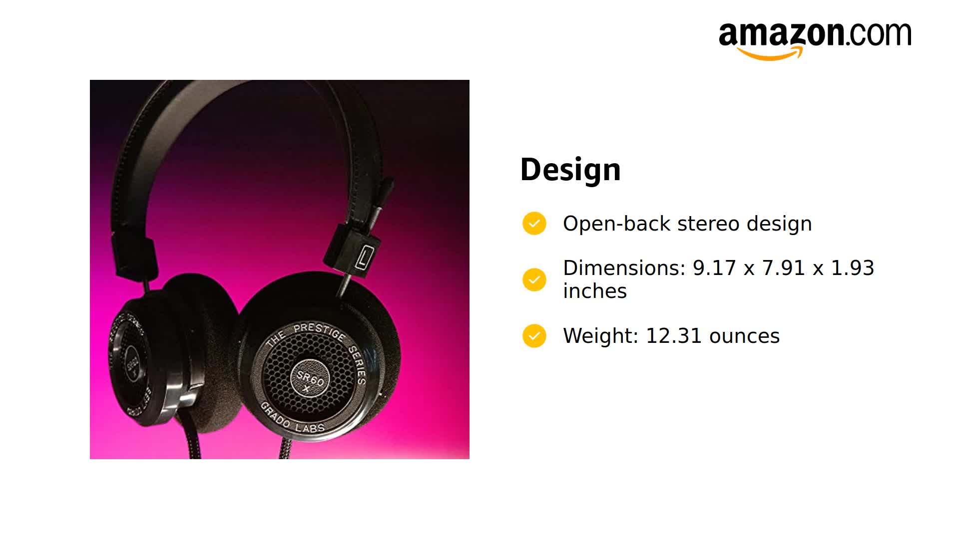 Amazon.com: GRADO SR60x Prestige Series Wired Open-Back Headphones