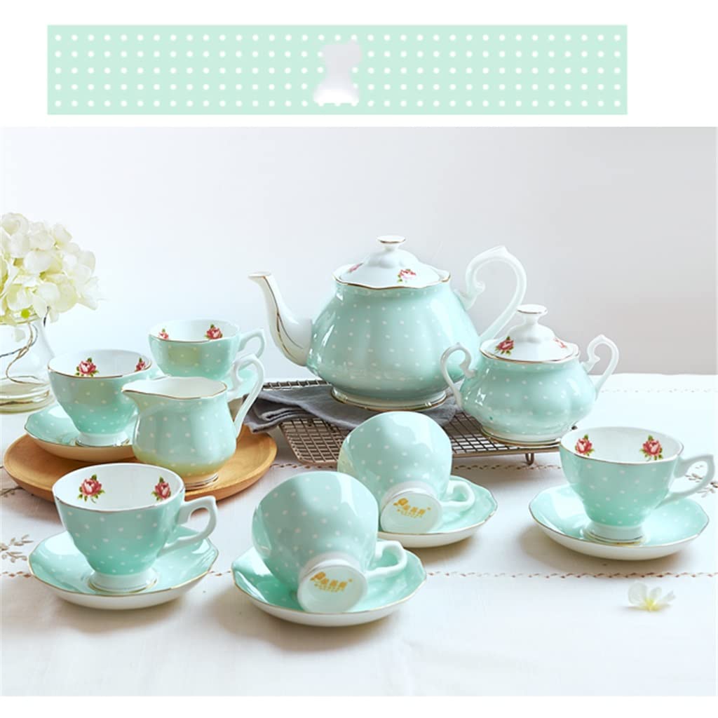 Amazon.co.jp: グリーンポルカドットティーポットセット カップ