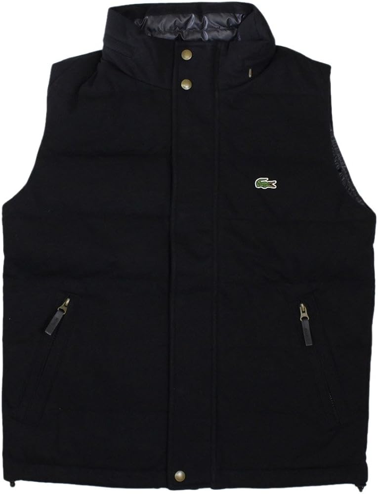 Amazon | [ラコステ] BH310E コットンピケ ダウンベスト 031-ブラック