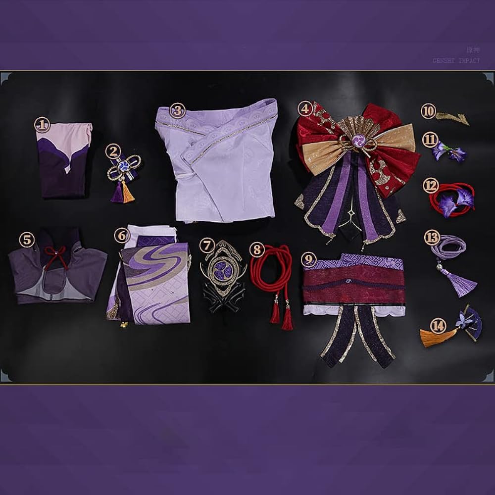 Amazon | [SHITOU] 雷電将軍 コスプレ衣装 原神 セット ウィッグ付き