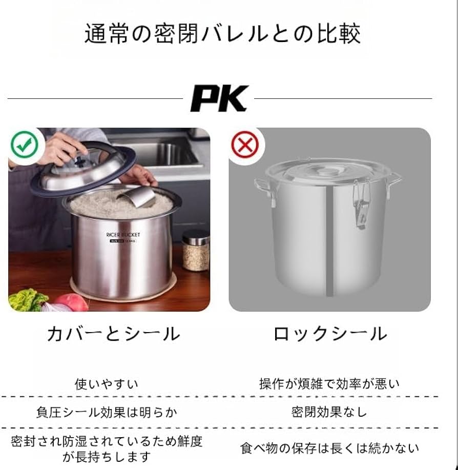 Amazon｜米びつ 米櫃 真空 米 保存容器 負圧シール KCZZ 米櫃 10kg