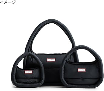 Amazon | [ハンター] フレイムド パファー ミディ ホーボー ブラック