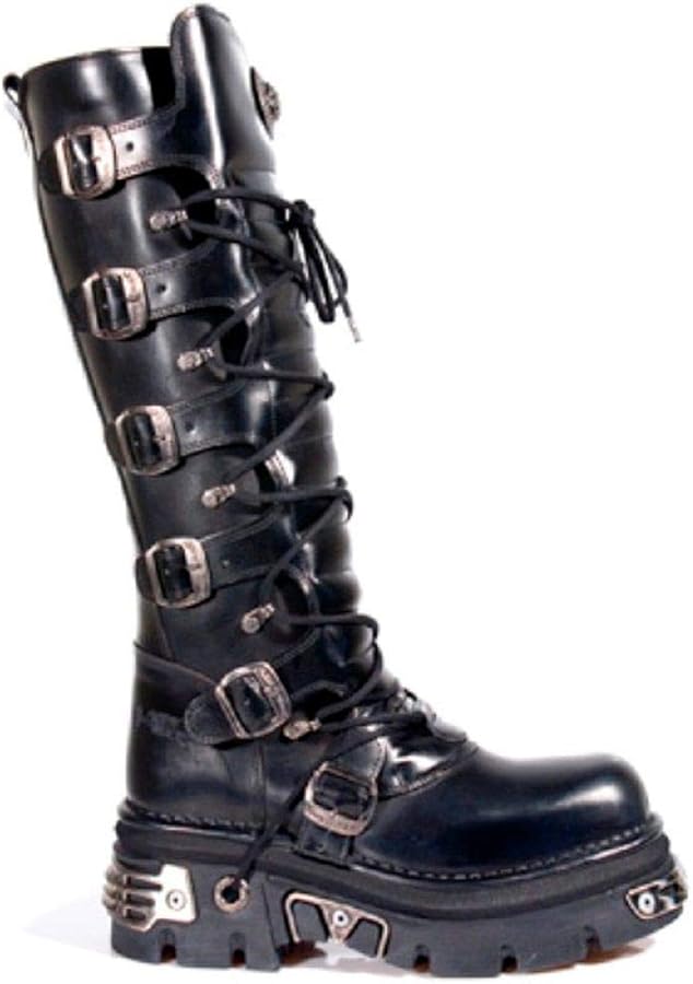 Amazon.com | New Rock Newrock 272 Metallic Black Goth Knee High