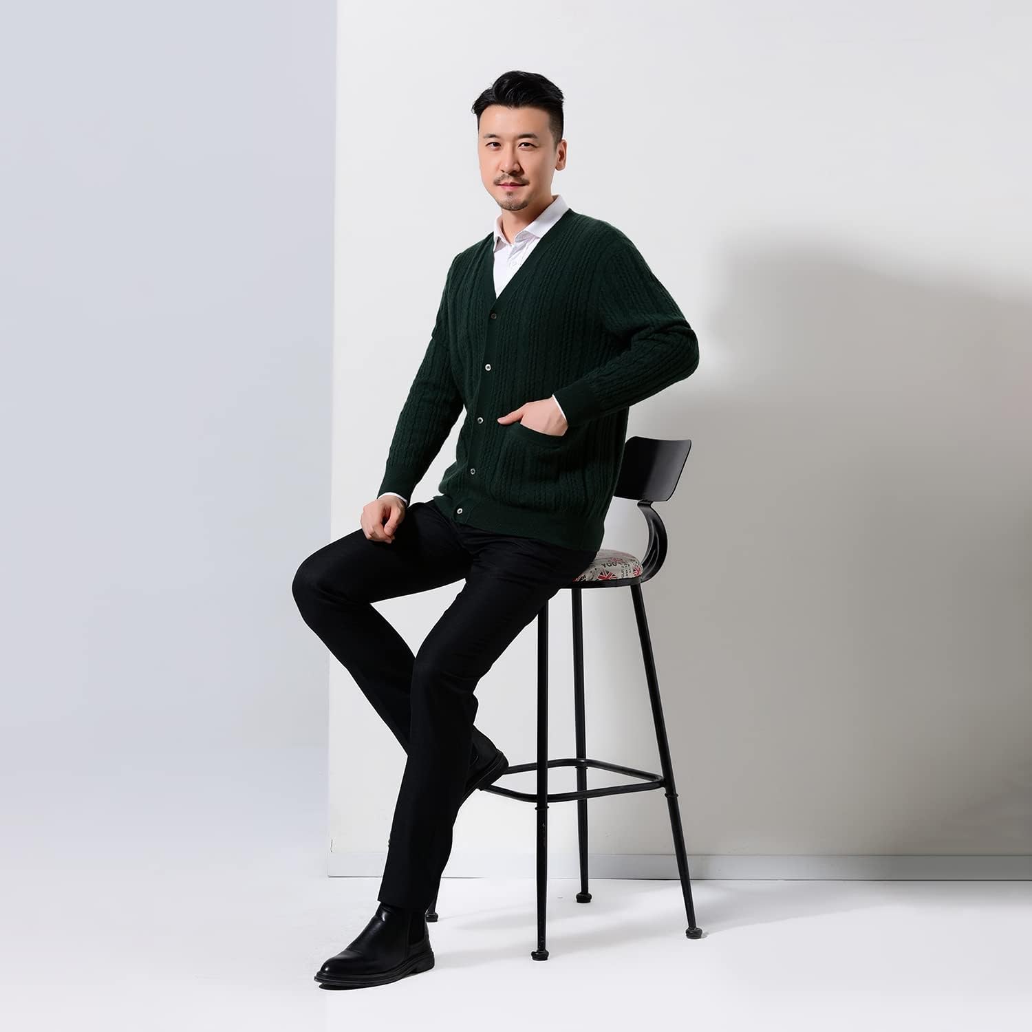 Amazon | FAIRSET カシミヤ100％ケーブル柄カーディガン ニット