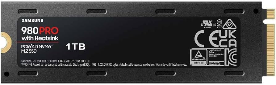 Samsung 980 PRO SSD com dissipador de calor 1TB PCIe Gen 4 NVMe M