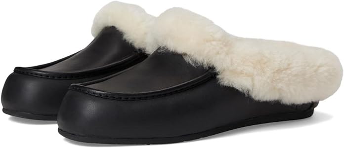 Amazon.com | UGG Women's Ansley Mule Lthr Slipper, Black, 5 | Slippers
