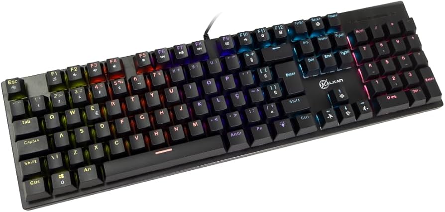 Teclado Mecânico Gamer Kalkan Loki Iluminação Rainbow Preto ABNT2