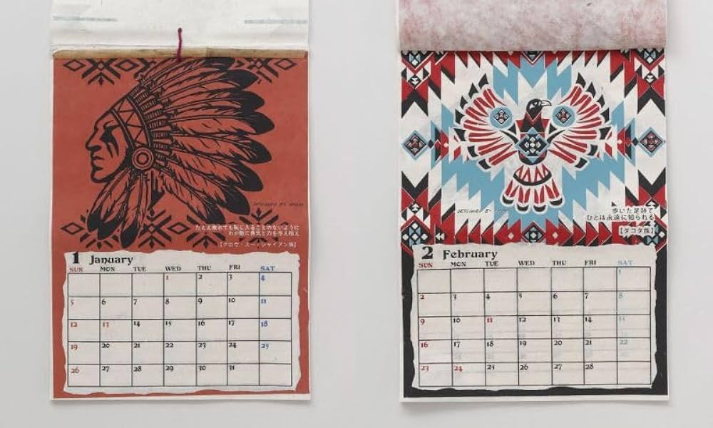 Amazon | カレンダー 2025 壁掛け オルテガ 幾何学 ナバホ ネイティブ