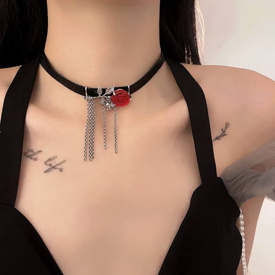 Amazon.co.jp: ローズ チョーカー レディース 黒 レザー 地雷系