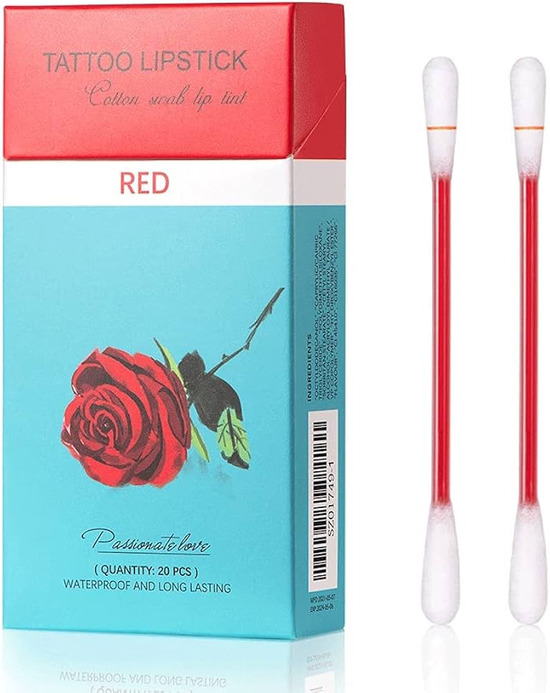 Amazon.com : FLIPNEX 20Pcs Cotton Swab Tattoo Lipstick, Tattoo