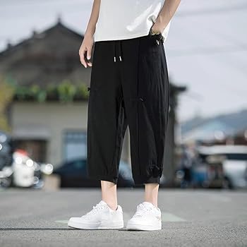 Men' Pants Japanese Summer Cotton Linen Jogging Retro Chinese