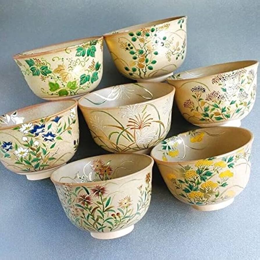 Amazon | 【茶道具】 数茶碗 神戸薩摩 秋の七草 *富永*冨永玄山* 7碗