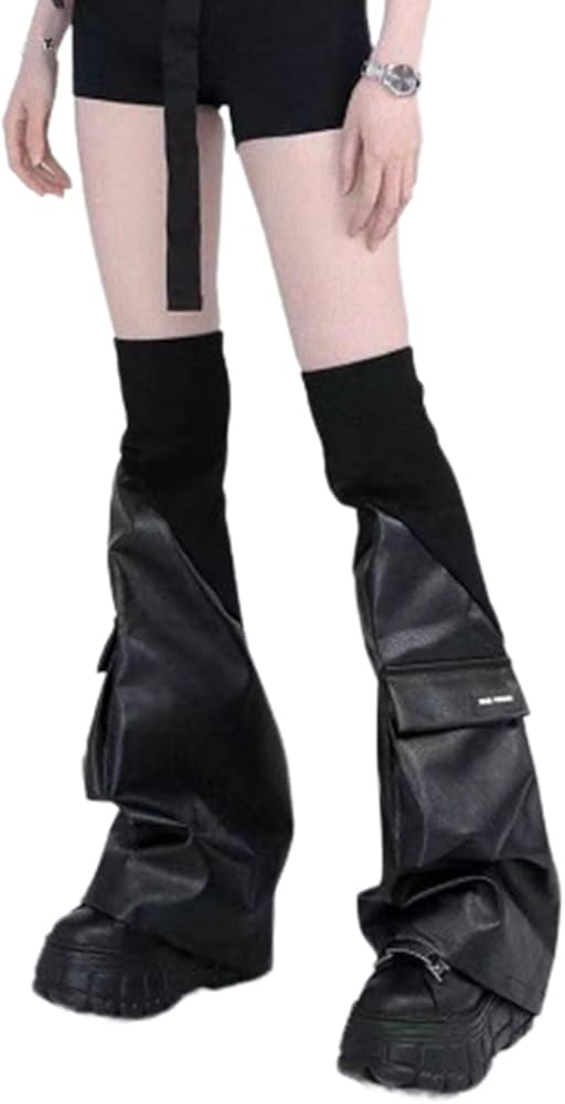 Amazon.co.jp: [Worpo] ロックパンクレッグウォーマー Pu レザーロング