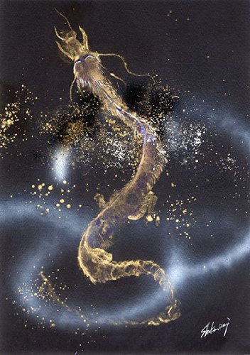 Amazon.co.jp: 新月紫紺大アート 金運アップ 運気アップの昇り龍/満願