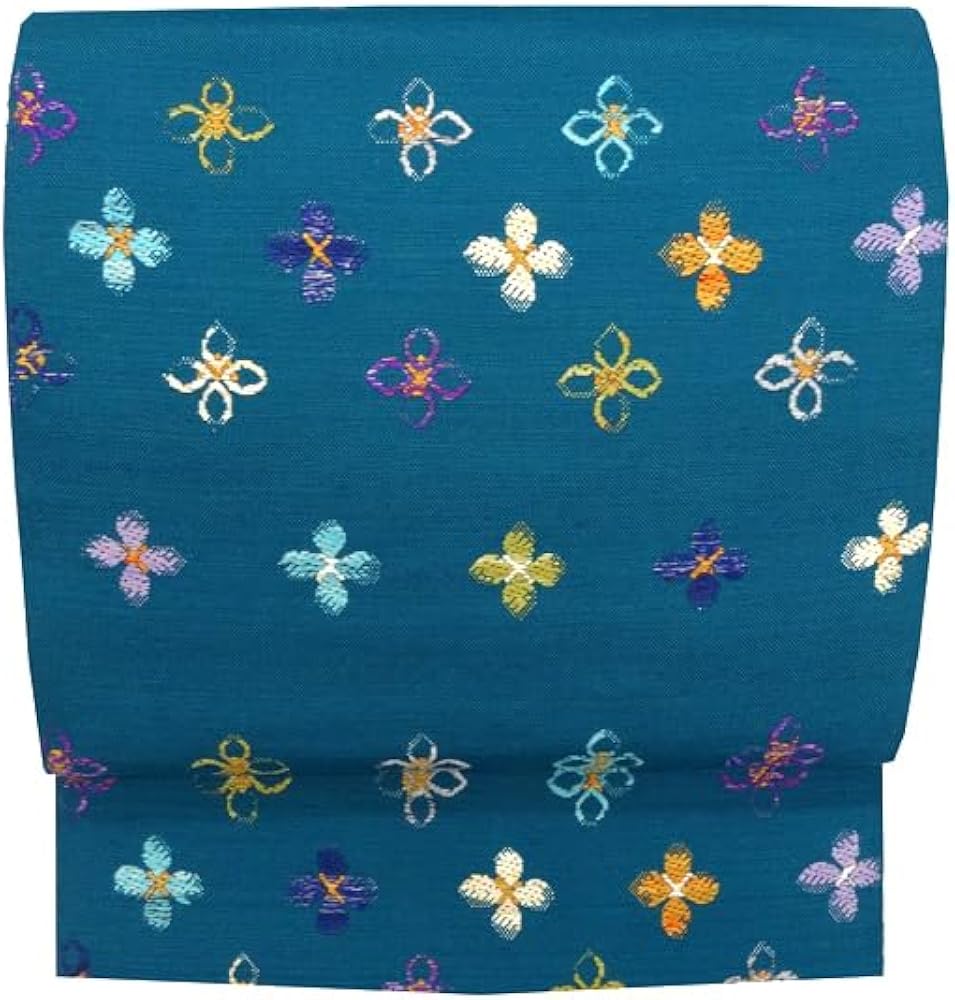 Amazon | 帯屋捨松 八寸名古屋帯 正絹 仕立て付き 青緑 紬帯 小花文