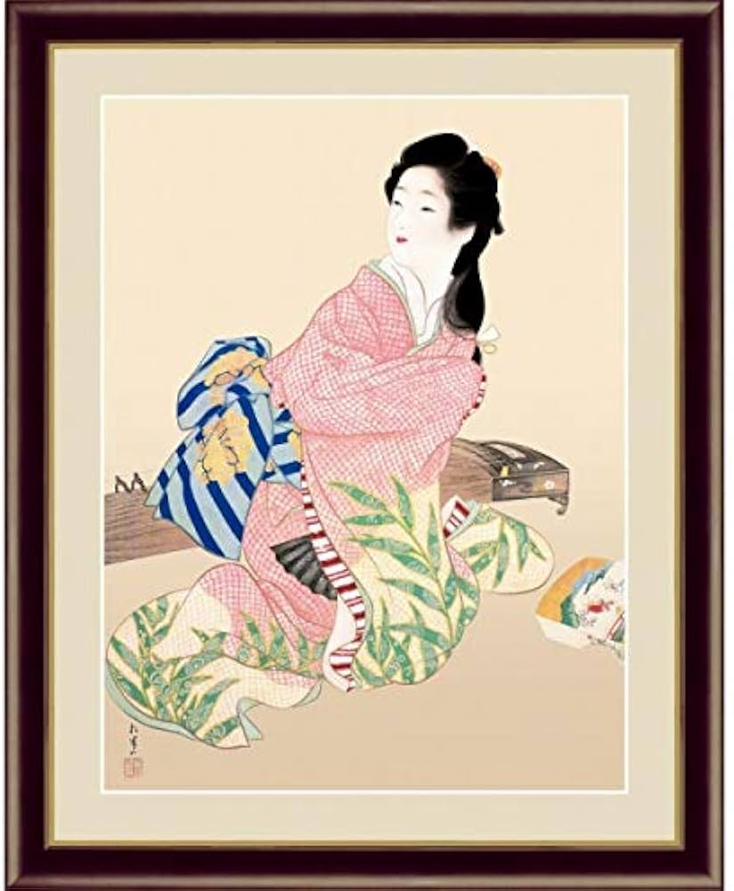 Amazon.co.jp: 上村松園『娘深雪』高精彩工芸画+手彩 人物画 女性画