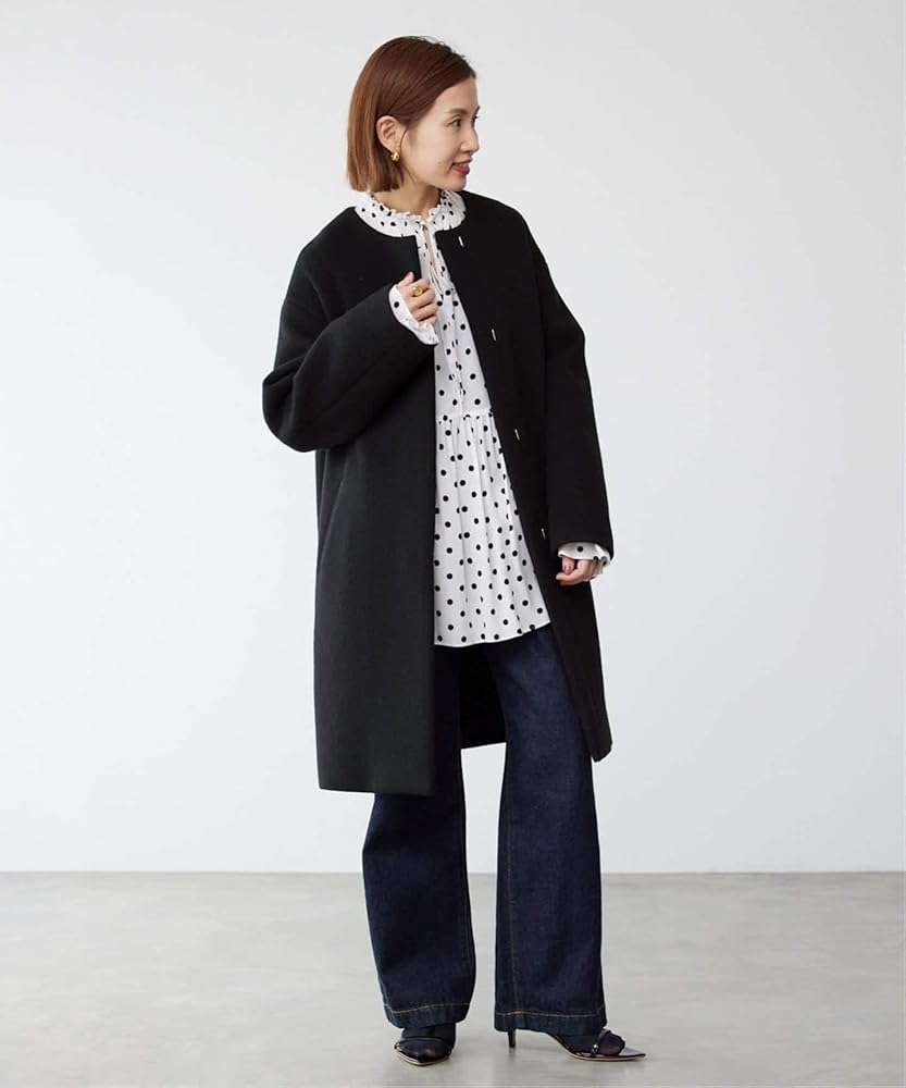 Amazon | [IÉNA] [イエナ]ラムウールノーカラーコート 34 ピンク