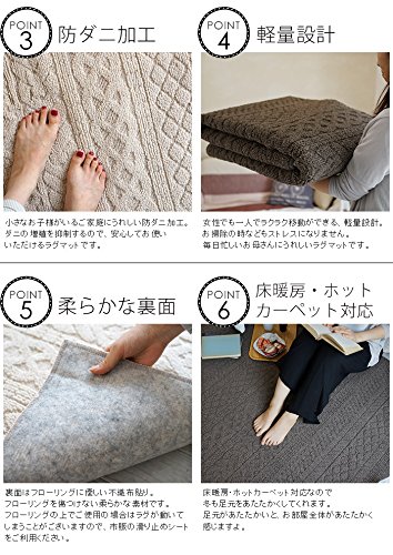 Amazon｜スミノエ 洗える ラグ カレン 185×185cm アイボリー 13469401