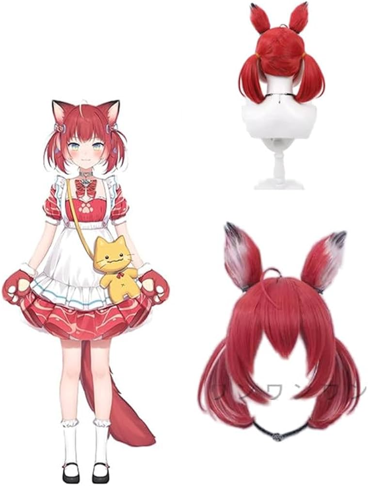 Amazon.co.jp: vtuber 赤見かるび コスプレウィッグ+耳 : ホビー