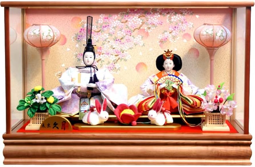 Amazon | 雛人形 久月「よろこび雛」二人親王 ガラスケース飾り