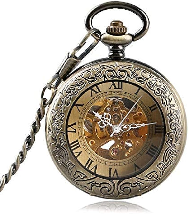 Amazon | アンティーク透明歯車スケルトン機械式自動自動巻き懐中時計
