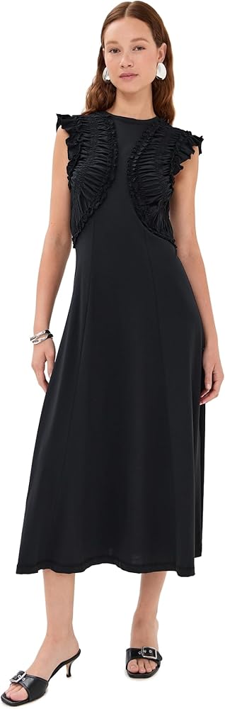 Ulla Johnson Women's Shiva Sleeveless Ruffled Midi Dress, Noir