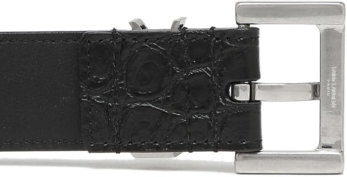 Amazon | [サンローランパリ] ベルト モノグラム ブラック シルバー