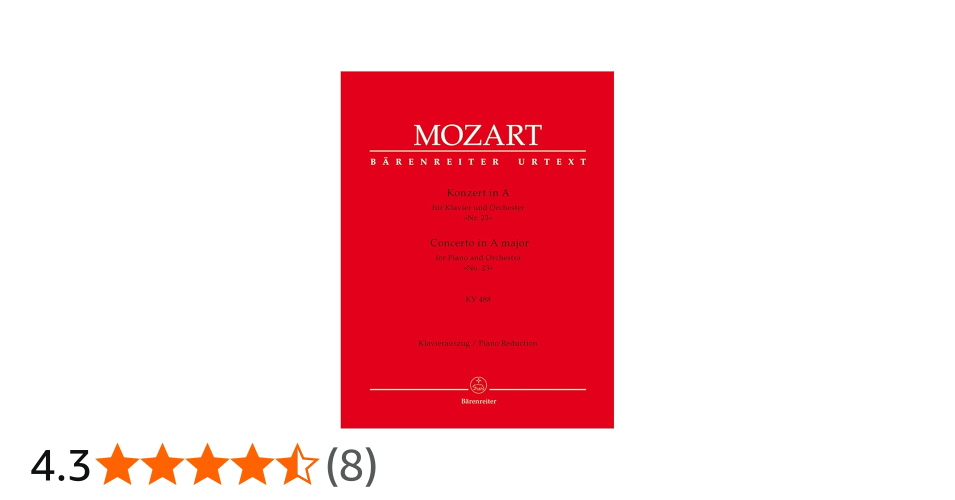 モーツァルト: ピアノ協奏曲 第23番 イ長調 KV 488/ベーレンライター社