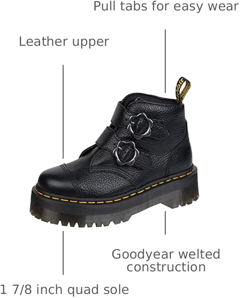 Amazon.com | Dr. Martens Devon Flower Boot, Black Milled Nappa, 5