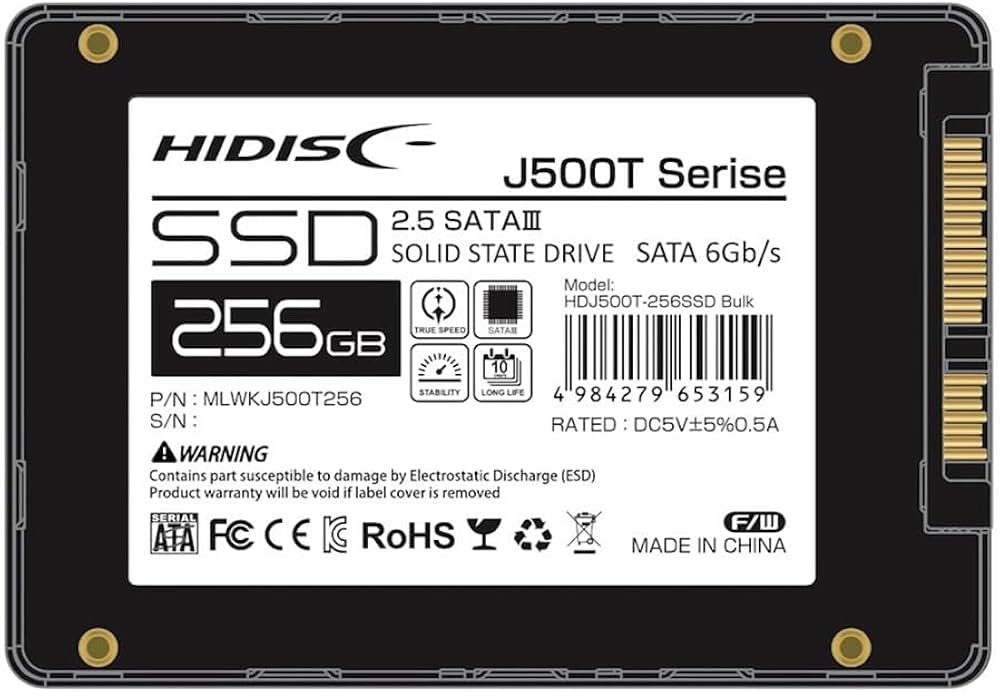 Amazon | HIDISC J500Tシリーズ SSD 256GB HDJ500T-256SSD バルク品