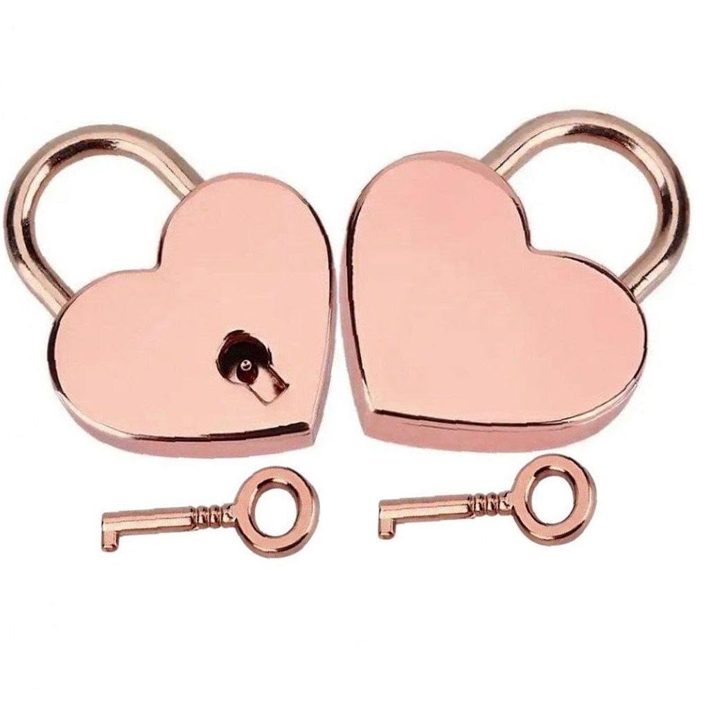 Amazon.co.jp: Vepoty ハート型 南京錠 鍵付き 亜鉛メタル ローズ