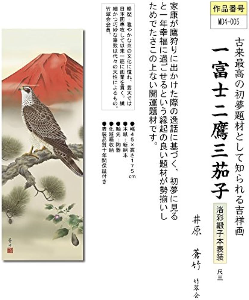 Amazon.co.jp: 掛け軸／掛軸 一富士二鷹三茄子 （井原 蒼竹） : ホーム