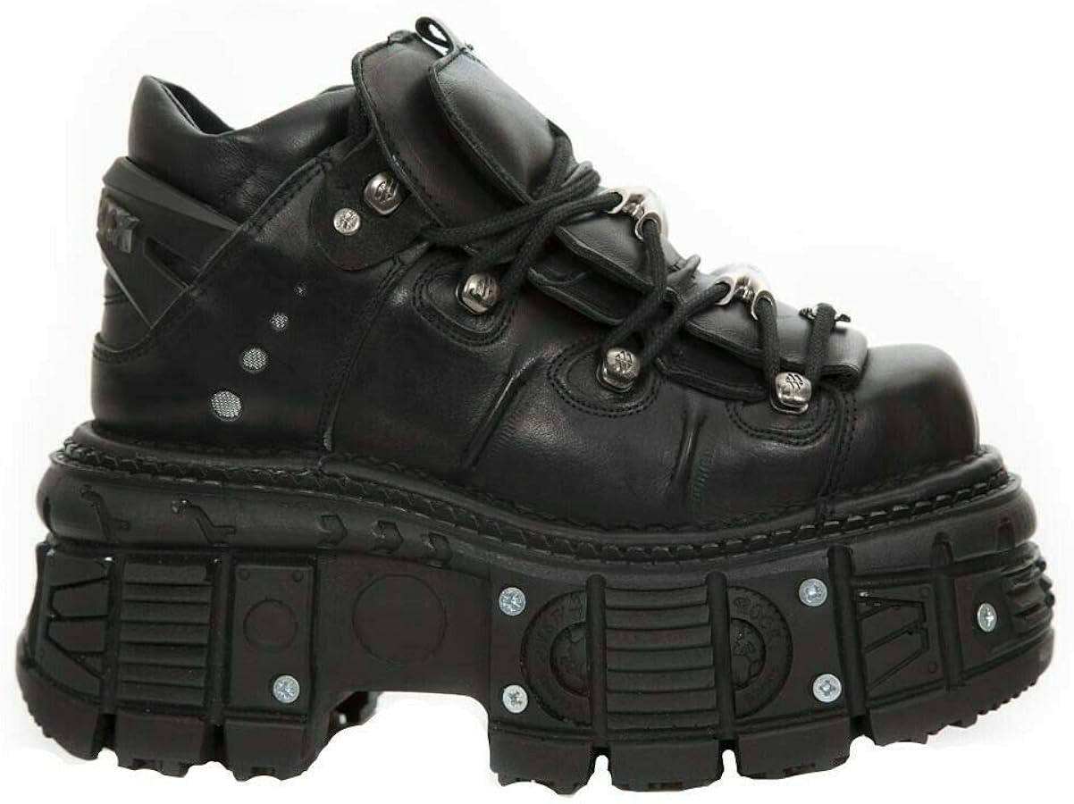 Amazon.com: New Rock M-TANK106-C2 Men's Black 100% Leather Goth