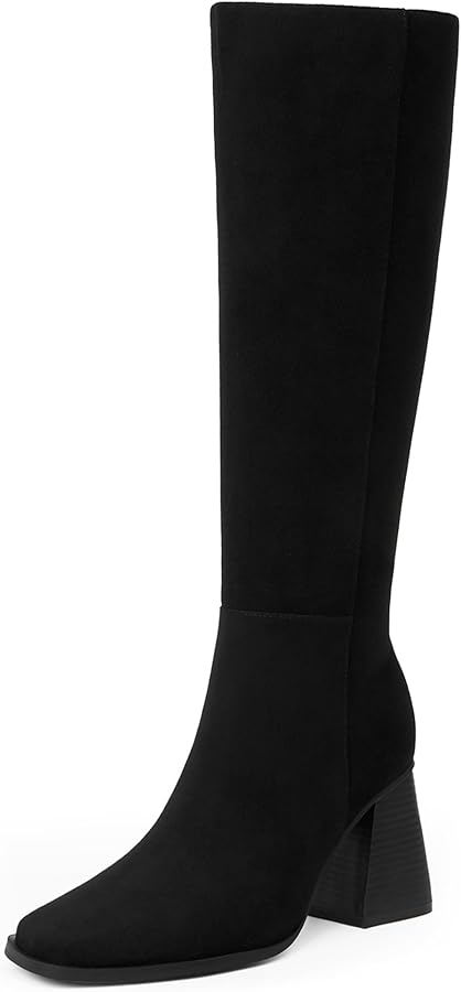 Amazon.com | Easyfox Suede Tall Boots for Women Black Knee High